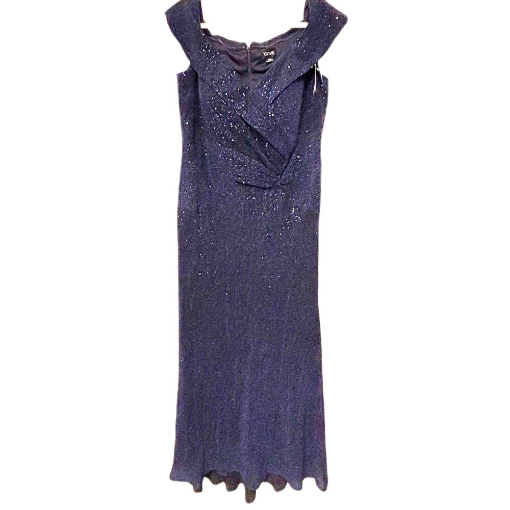 Xscape Women's Sequined Floor-Length Dress in Navy, Size 18W-NWT